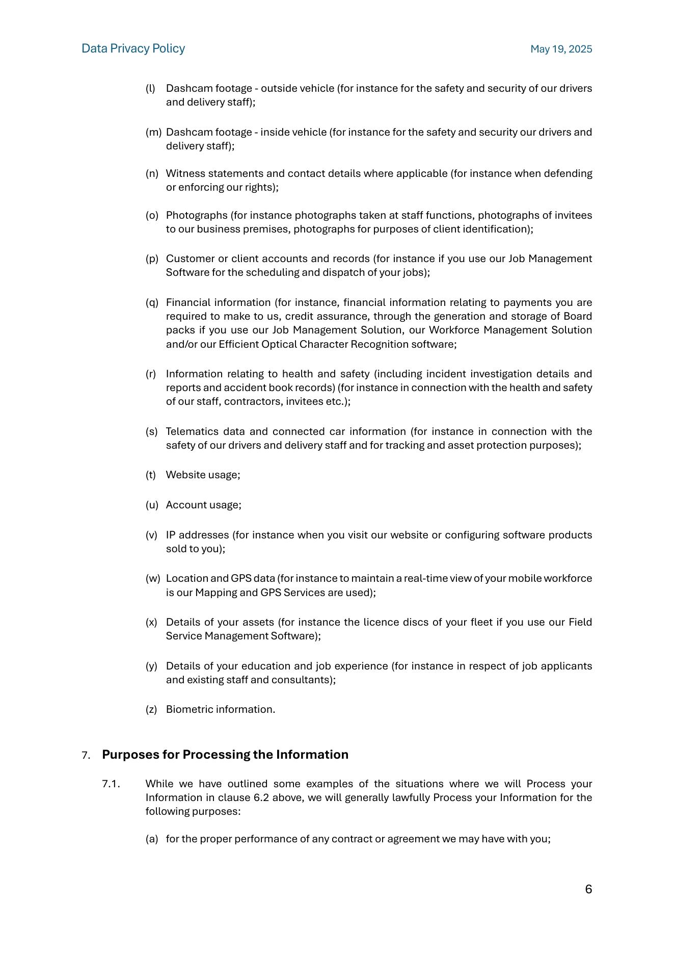Privacy Policy page 6