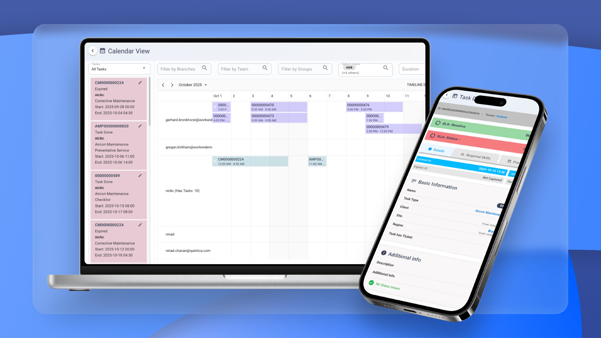 WorkWide Mobile — Calendar View
