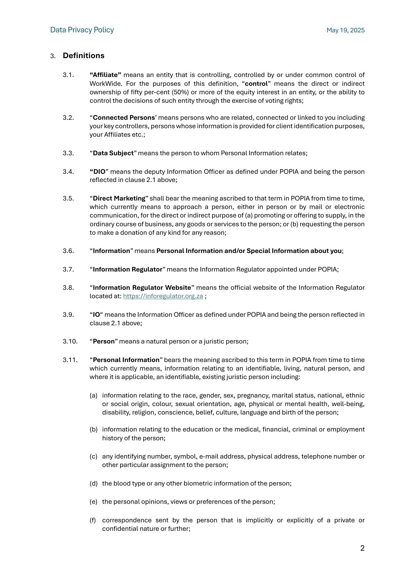 Privacy Policy page 2