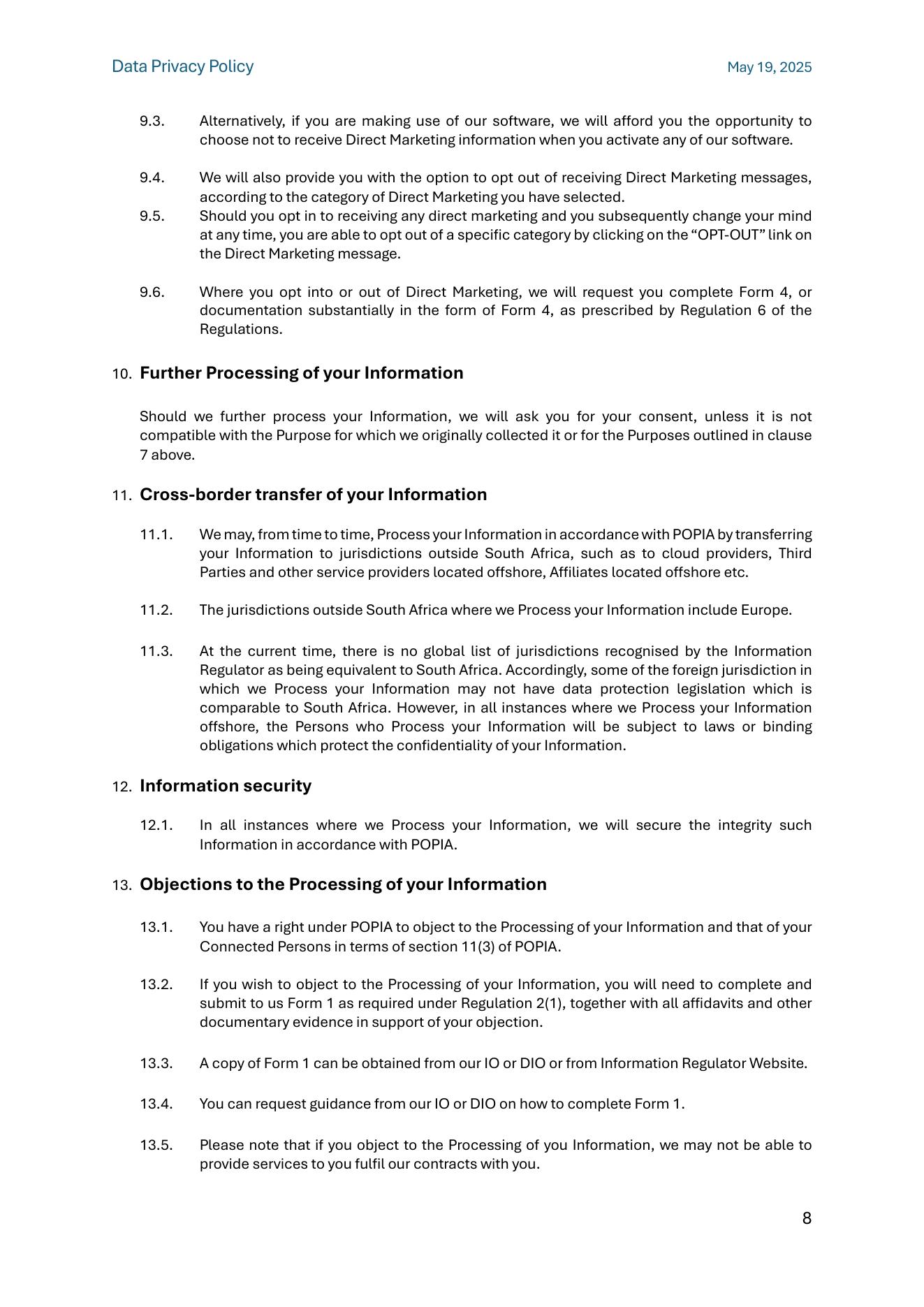 Privacy Policy page 8