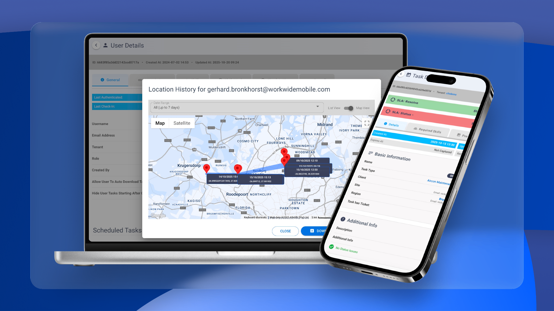 WorkWide Mobile — Location History